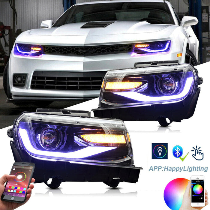 VLAND RGB LED headlights Fit For Chevrolet Camaro 2014-2015 5th Gen