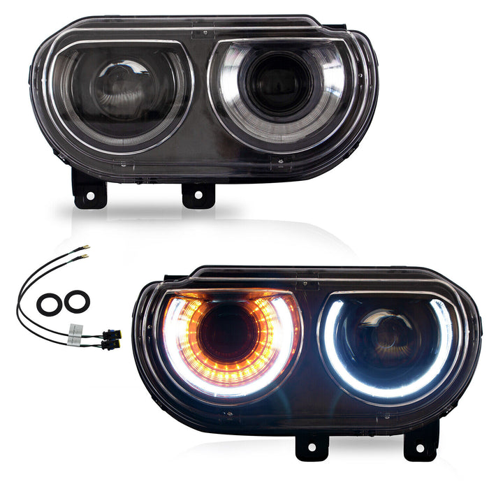 VLAND Dual Beam Projector Headlights For Dodge Challenger 2008-2014