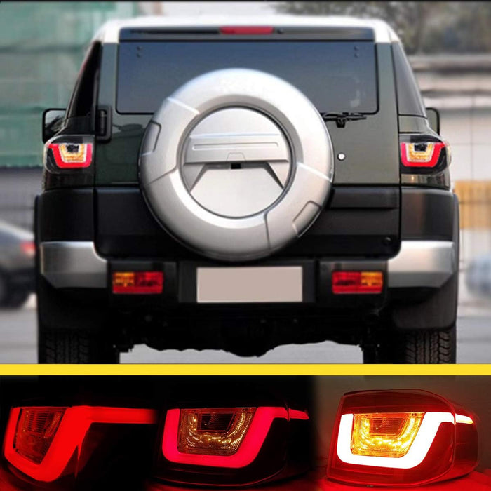 VLAND Projector Headlight With Black Bumper / Grill And Taillights Kit For 2007-2014 Toyota FJ Cruiser