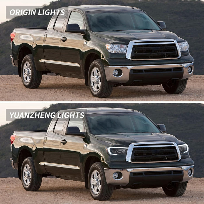 VLAND LED Projector Headlights Compatible for Toyota Tundra 2007-2013 Sequoia 2008-2017 With Welcome Breathe Function Dynamic DRL