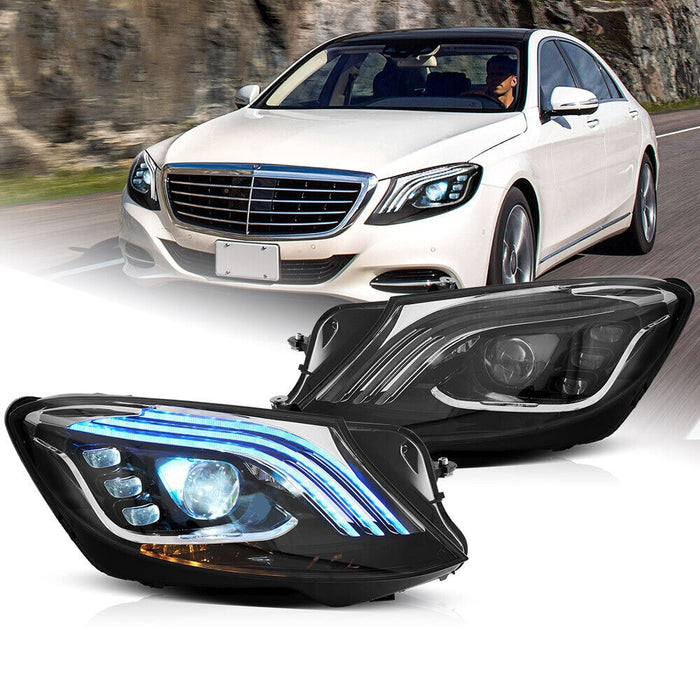 VLAND LED Headlight for Mercedes-Benz S-Class W222 6th Gen 2014-2017 w/ Blue DRL