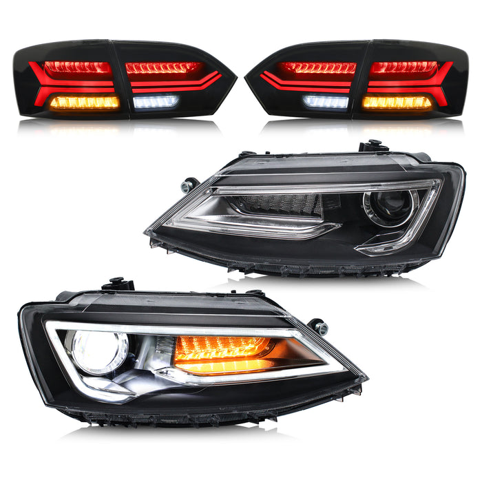 VLAND LED Headlights+Taillights For 2011-2014 Volkswagen Jetta MK6