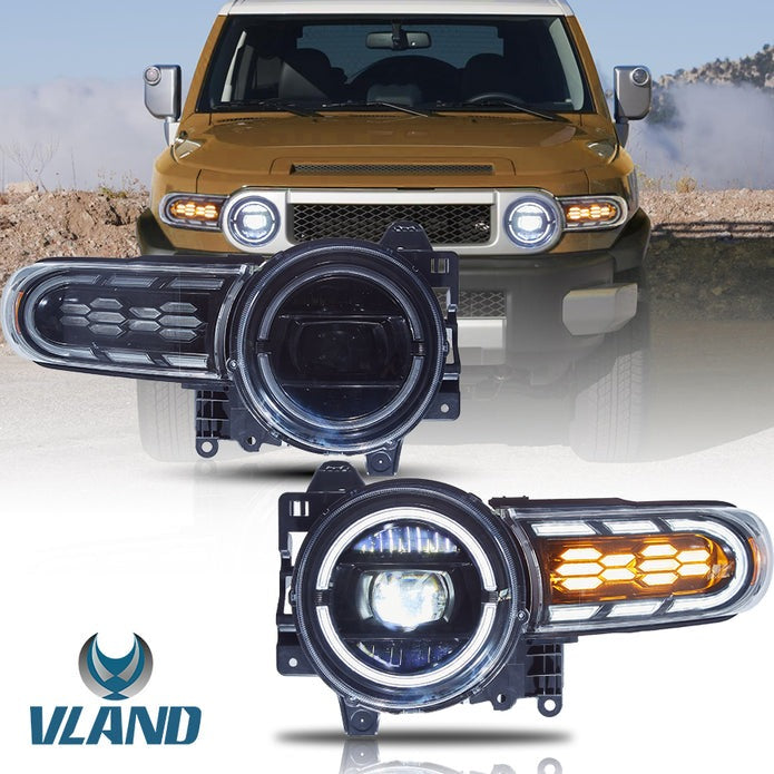 VLAND LED Dual Beam Headlights For Toyota FJ Cruiser 2007-2023 with Dynamic Animation Lighting