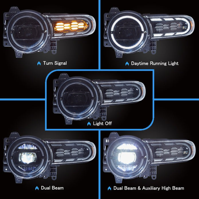 VLAND LED Dual Beam Headlights For Toyota FJ Cruiser 2007-2023 with Dynamic Animation Lighting