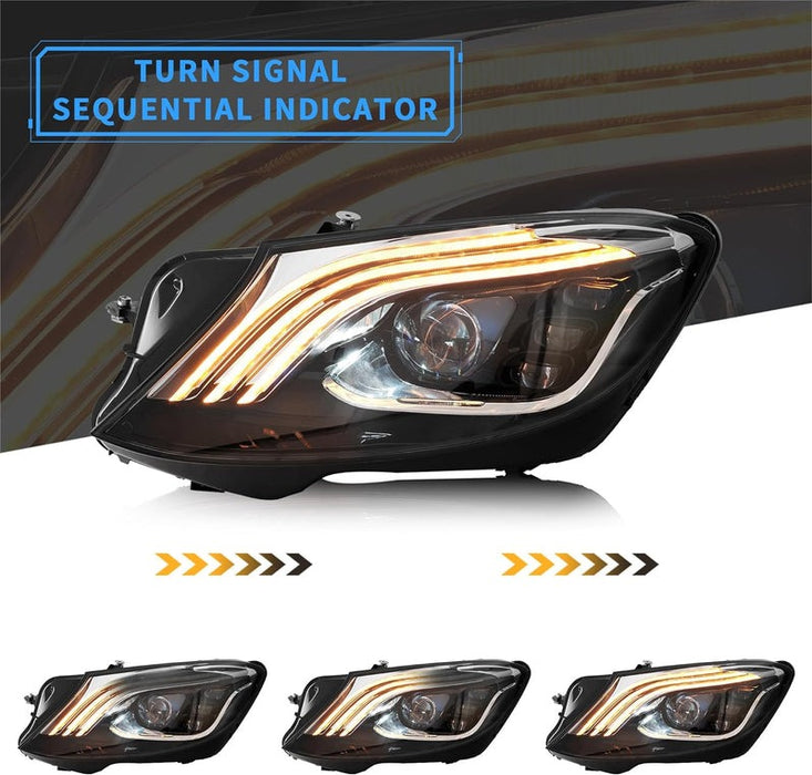 VLAND LED Headlight for Mercedes-Benz S-Class W222 6th Gen 2014-2017 w/ Blue DRL