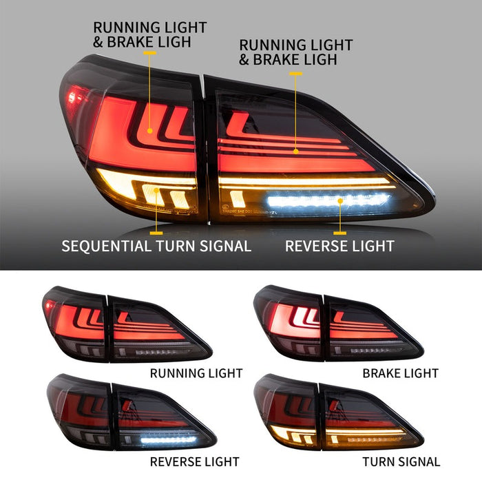 VLAND Full LED Tail Lights For Lexus RX 270/330/350/450H 2009-2014 With Start-up Animation