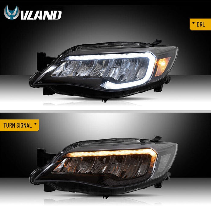 VLAND Full LED Headlights Assembly Compatible For Subaru Impreza / WRX STI 2008-2014