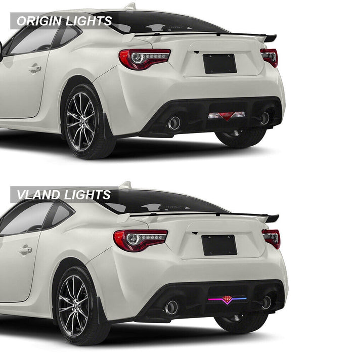 VLAND RGB LED Light Rear Bumper Reverse Brake Fog Lights For 13-20 Toyota GT86 FRS Subaru BRZ