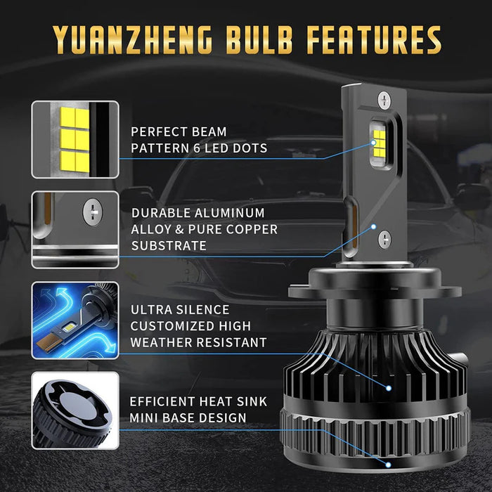 VLAND D2S/H7/9005 LED Headlight Bulbs 35W 6000K Super Bright