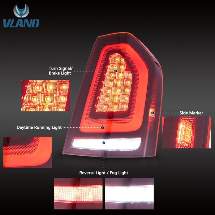 VLAND Full LED taillights Compatible with Chrysler 300 2011-2014 2nd Gen LD / Lancia Thema 2011–2014