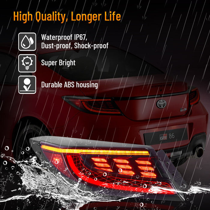 VLAND Full LED Tail Lights for Toyota GR86 Subaru BRZ 2nd Gen ZN8/ZD8 2021-2024