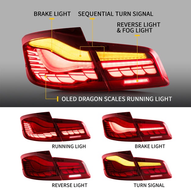 VLAND OLED Tail Lights For BMW 5 Series F10 F18 2011-2017 with Start-up Animation Running Lights(Not For F11/ F07)