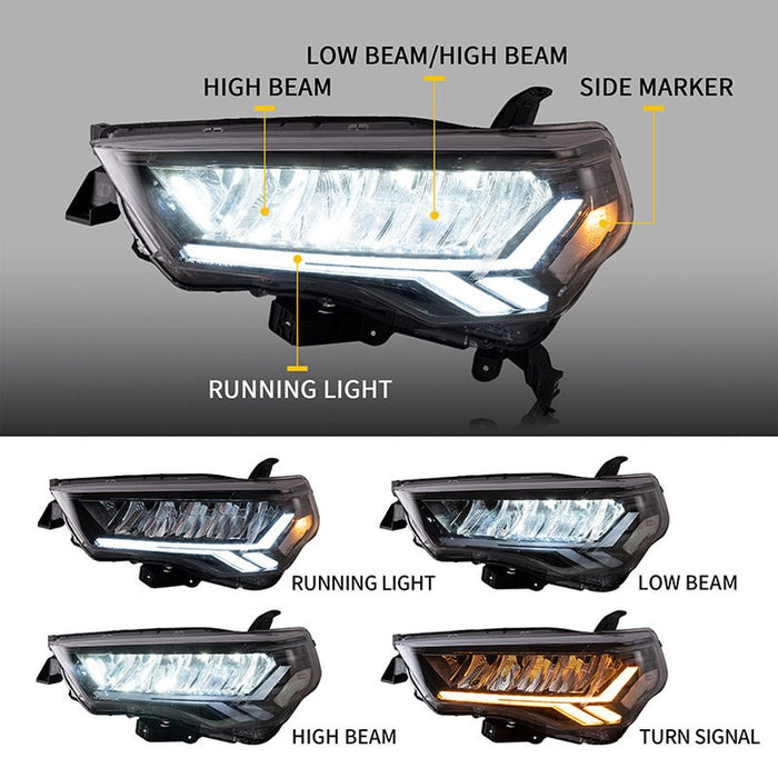 VLAND Full LED Headlights For Toyota 4Runner 2014-2023 with Dynamic DRL