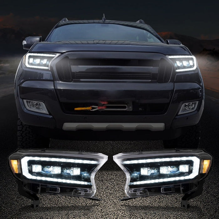 VLAND LED Projector Headlights For 2015-2022 Ford Ranger Start UP Animation DRL(For International Version)