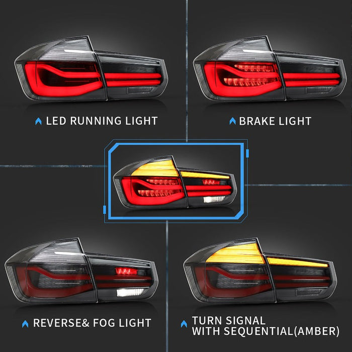 VLAND Full LED Taillights For BMW 3-Series BMW F30 F35 F80 320i 328i 328D 335i M3 6th Gen Sedan 2013-2018