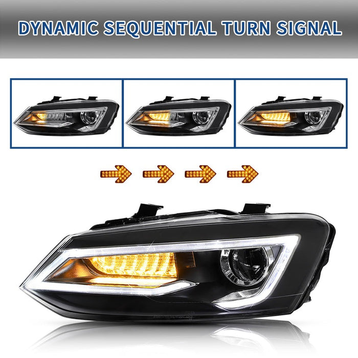 VLAND Dual Beam LED HeadlightsFit For Volkswagen Polo 2011-2017