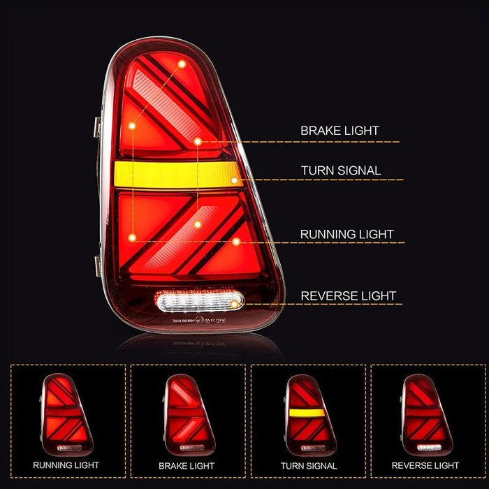 VLAND Full LED Tail lights For BMW Mini Cooper R50 R52 R53 2001-2006 With Dynamic Animation DRL