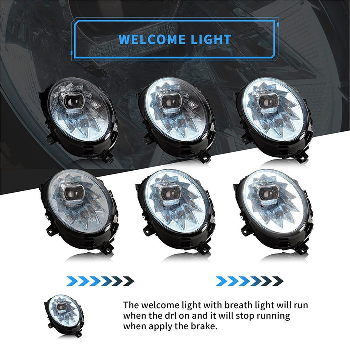 VLAND LED Headlights For BMW Mini Cooper F55 F56 Hatch 2014-2023 F57 Convertible 2015-2023 MK3 w/Sequential Indicator