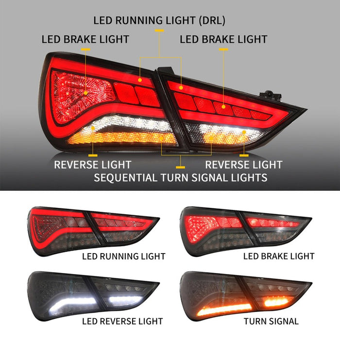 VLAND Full LED Tail Lights For Hyundai Sonata 6th Gen Sedan 2011-2014