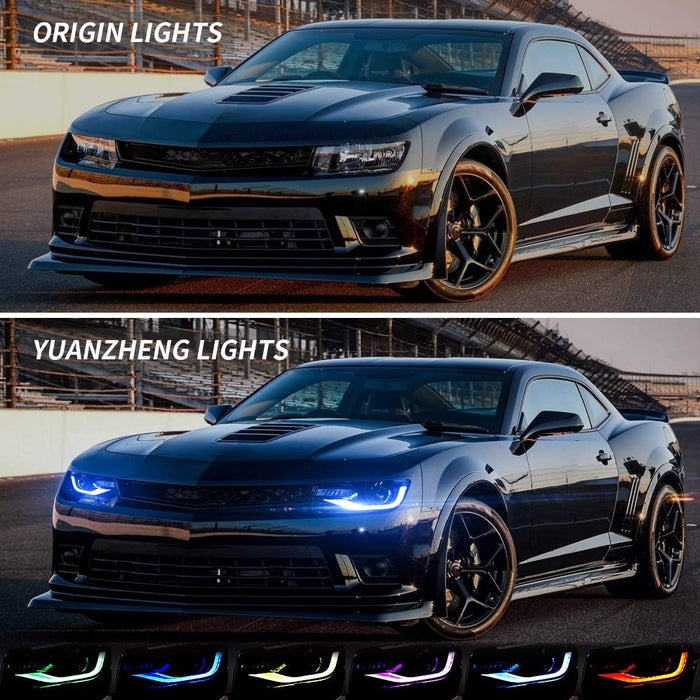 VLAND RGB LED headlights Fit For Chevrolet Camaro 2014-2015 5th Gen