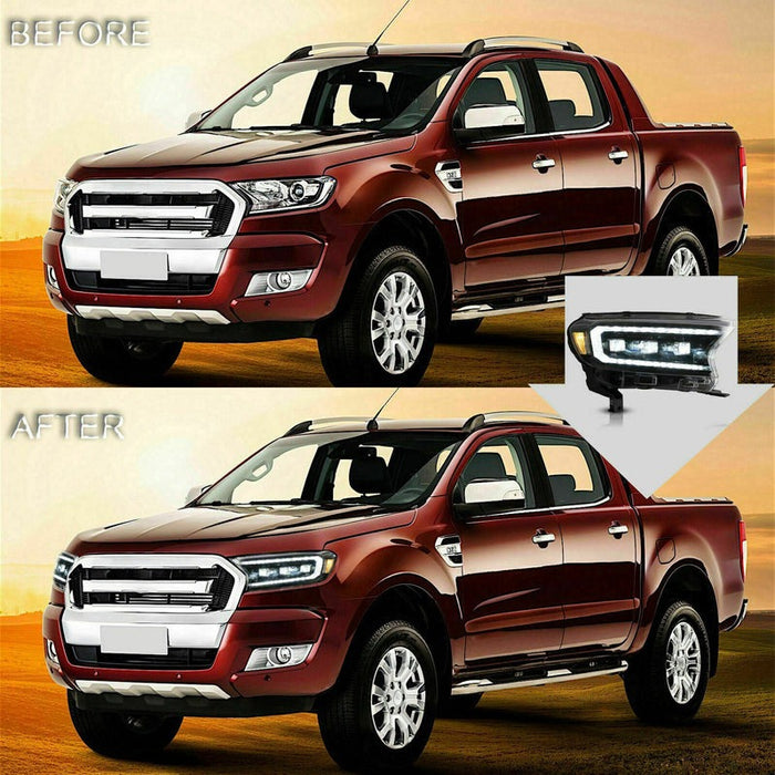 VLAND LED Projector Headlights For 2015-2022 Ford Ranger Start UP Animation DRL(For International Version)