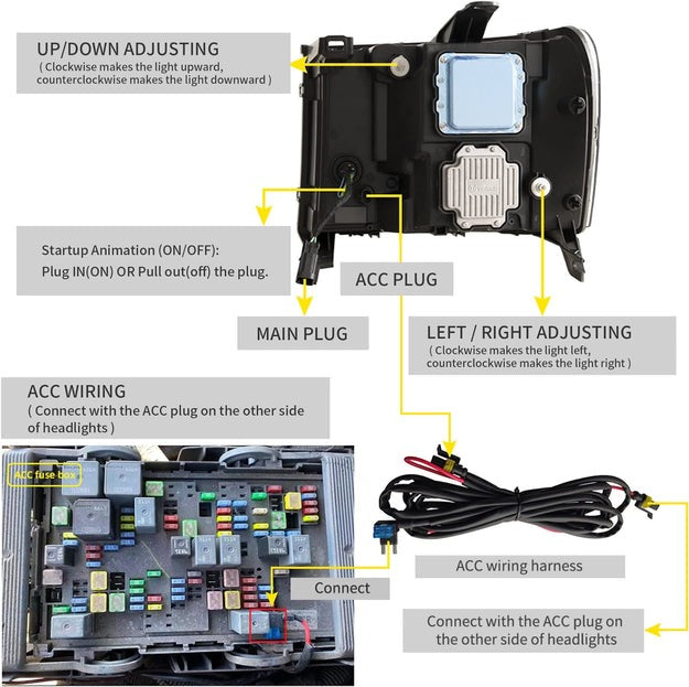 VLAND LED Projector Headlights For 2007-2013 GMC Sierra 1500 2500HD 3500HD With Dynamic DRL