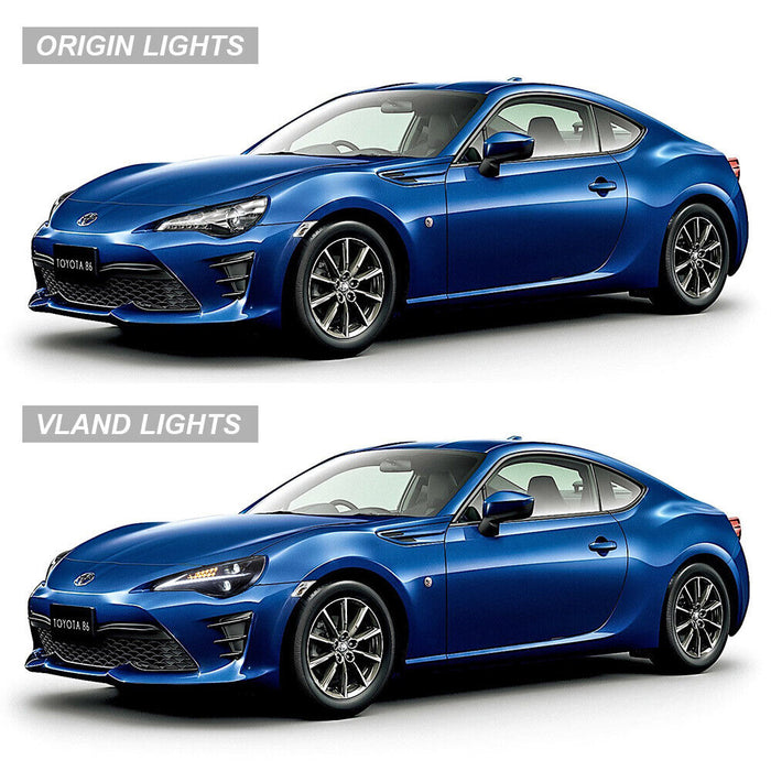 VLAND Full LED Headlights For Toyota 86 2012-2020 Subaru BRZ 2013-2019 Scion FR-S 2013-2016 1st Gen With Blue Dynamic Animation