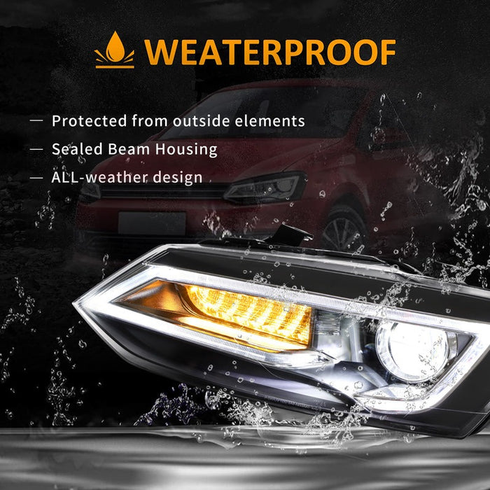 VLAND Dual Beam LED HeadlightsFit For Volkswagen Polo 2011-2017