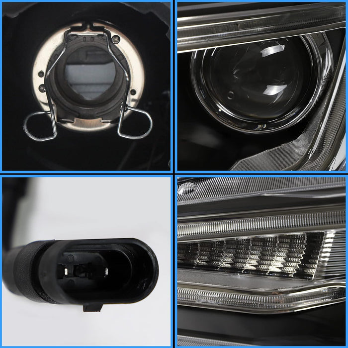 VLAND Dual Beam Projector Headlights Compatible for Mitsubishi Lancer EVO X 2008-2020 with Demon Eye