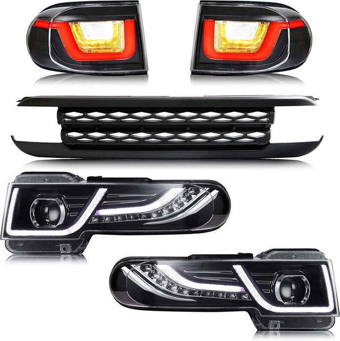 VLAND Projector Headlight With Black Bumper / Grill And Taillights Kit For 2007-2014 Toyota FJ Cruiser