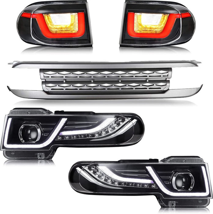 VLAND Projector Headlight With Black Bumper / Grill And Taillights Kit For 2007-2014 Toyota FJ Cruiser