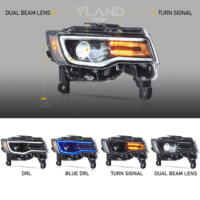 VLAND LED Headlights For 2014-2021 Jeep Grand Cherokee (WK2)