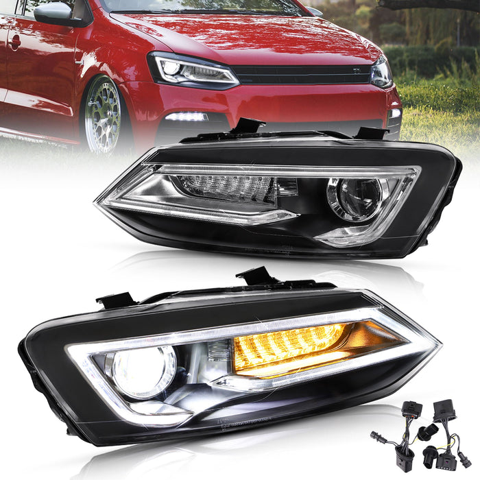 VLAND Dual Beam LED HeadlightsFit For Volkswagen Polo 2011-2017