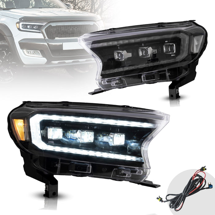 VLAND LED Projector Headlights For 2015-2022 Ford Ranger Start UP Animation DRL(For International Version)