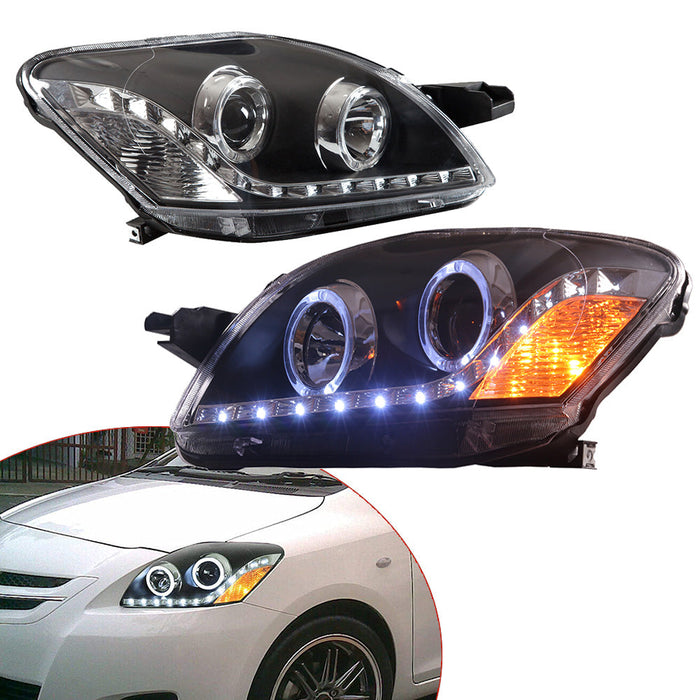 VLAND Projector Headlights For Toyota Yaris Sedan Only 2007-2012 2nd Gen XP90 (Bulbs Not Included)