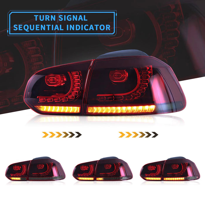 VLAND LED Taillights for Volkswagen Golf 6 MK6 2008-2013 With Sequential indicators