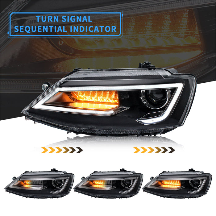 VLAND Dual Beam Headlights Fit for Volkswagen Jetta/Sagitar 2012-2018(NOT FOR GLI)