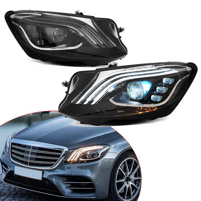 VLAND LED Headlight for Mercedes-Benz S-Class W222 6th Gen 2014-2017 w/ Blue DRL