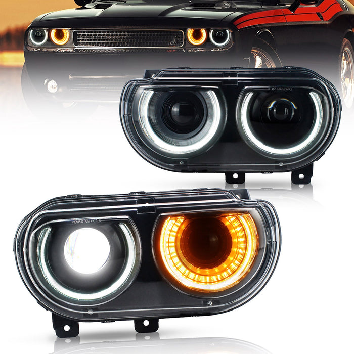 VLAND Dual Beam Projector Headlights For Dodge Challenger 2008-2014