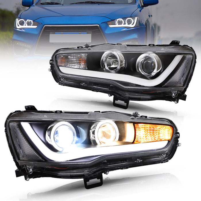 VLAND LED Projector Headlights for Mitsubishi Lancer EVO X 2008-2018 with Dynamic Turn Signal